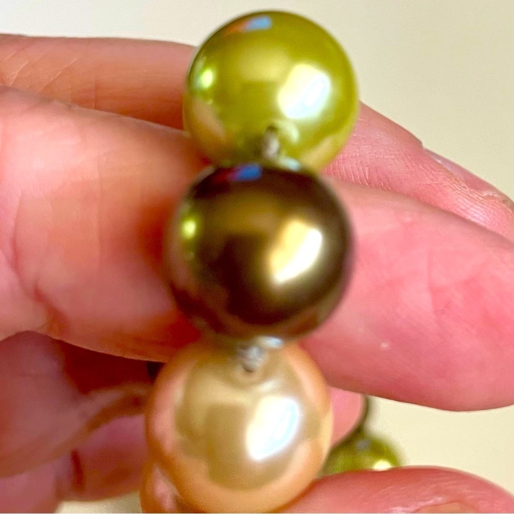 Heidi Daus Elegant Faux Pearl Necklace with Brown, Cream, and Green Beads - Picture 11 of 13